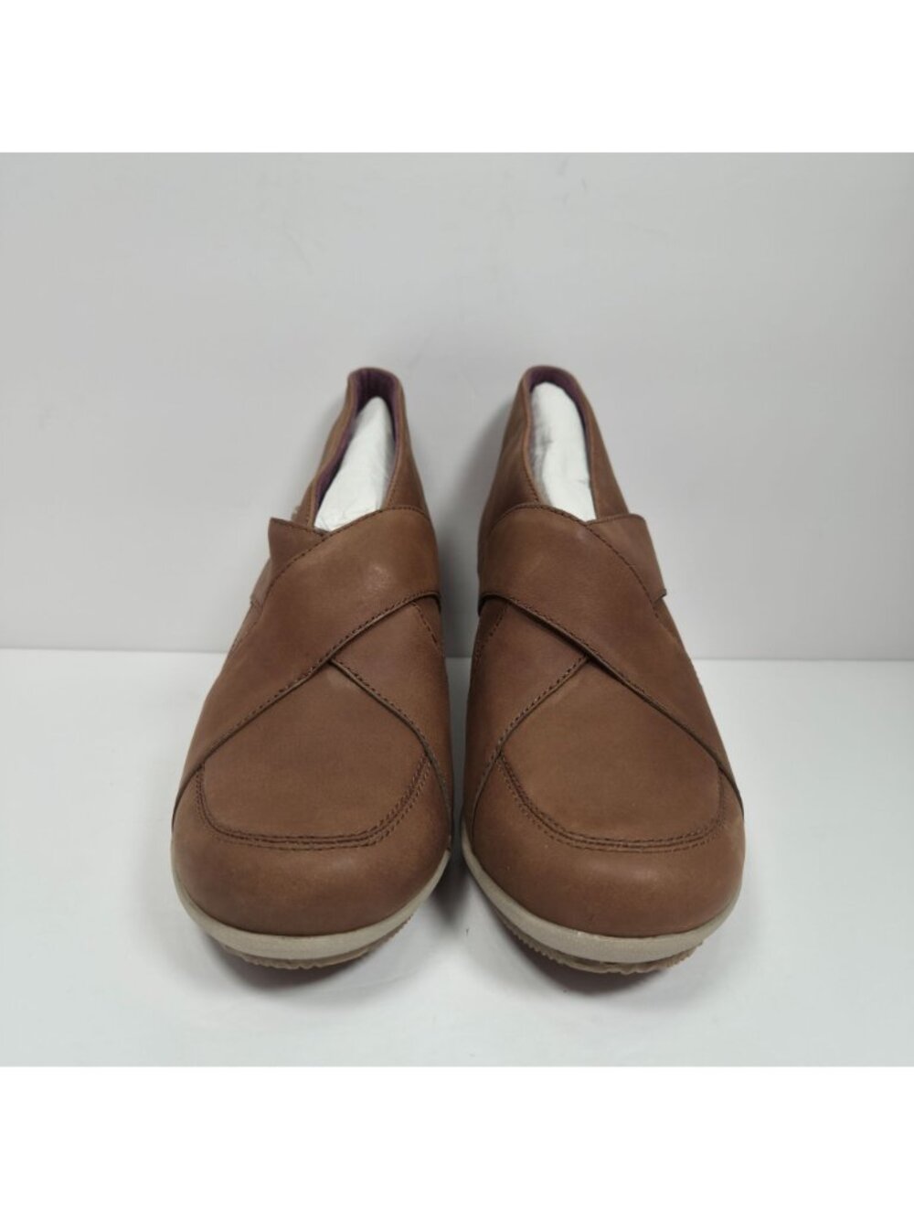 Mozo Descanso Women's Brown Leather Wedge Shoes US Size 7 NWOT SAMPLE - Picture 3 of 9